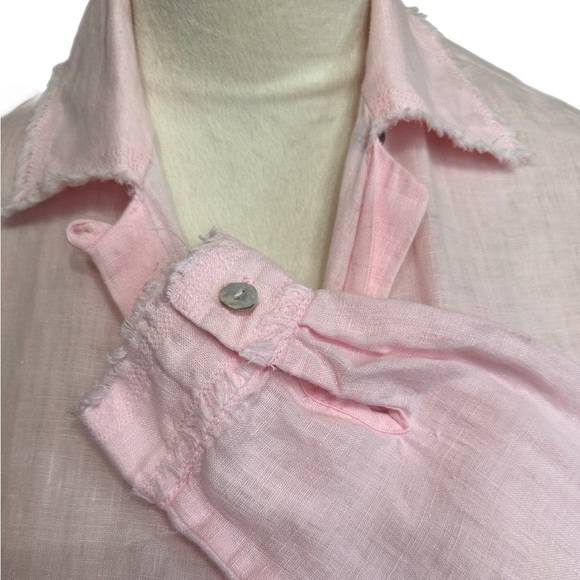 Anne Fontaine pink 100% linen button down top - Picture 3 of 8